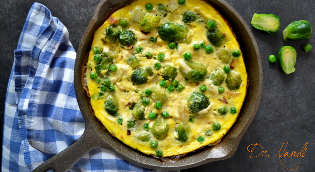 Healthy Green Peas & Brussels Sprouts Frittata