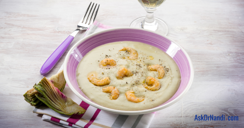 Artichoke Soup with Shrimp