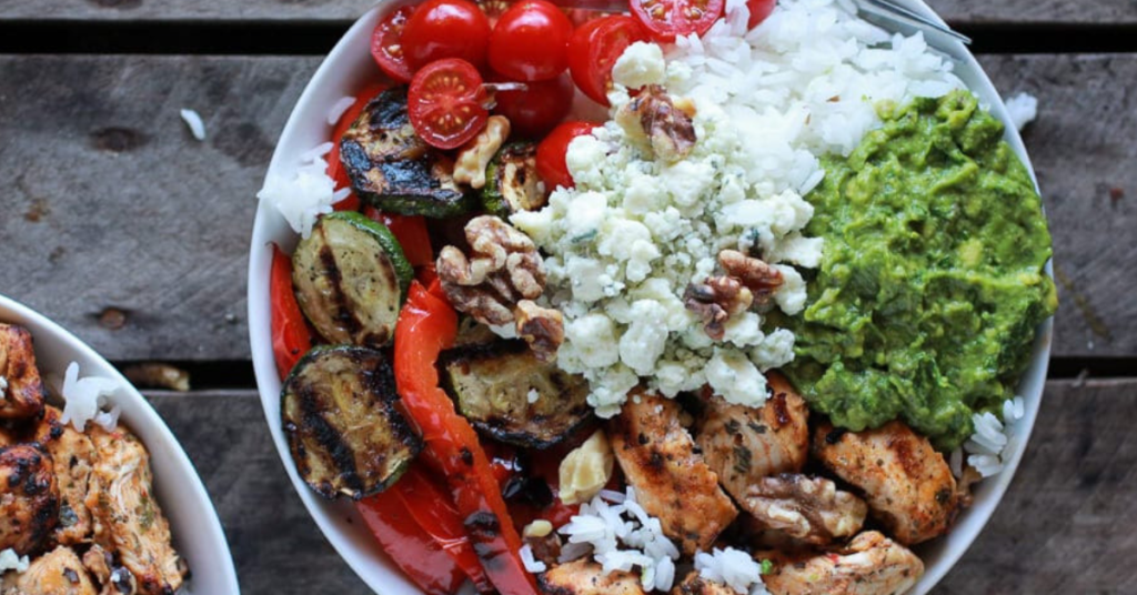 CHICKEN, VEGGIE, AVOCADO RICE BOWL